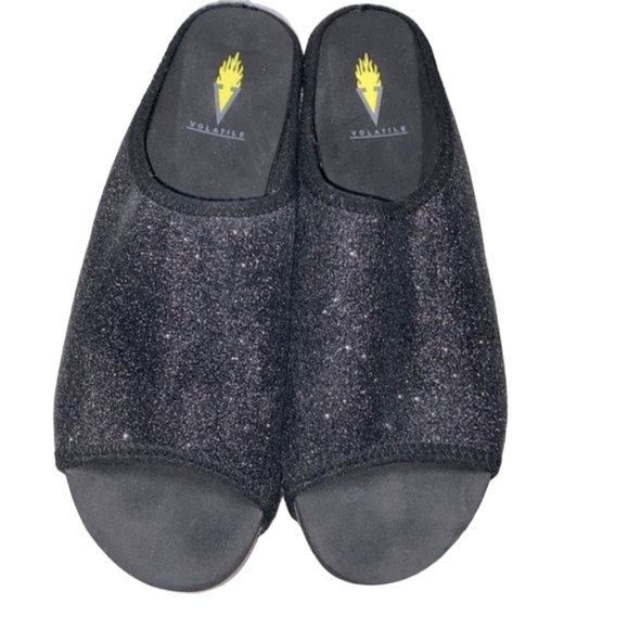 Volatile black glitter slip on shoes size 10 - Picture 1 of 9